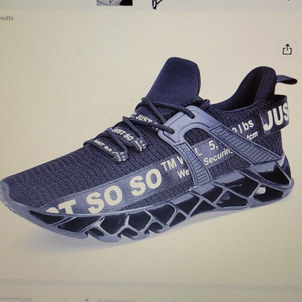 JSLEAP running walking shoe nonslip blade type black white rubber sole Sz 44 11